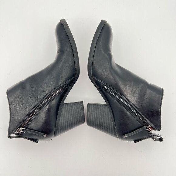 Dolce Vita DV Black Ankle Booties Women's Size 10 BK Faux Leather Cutout 3” Heel - Picture 5 of 8